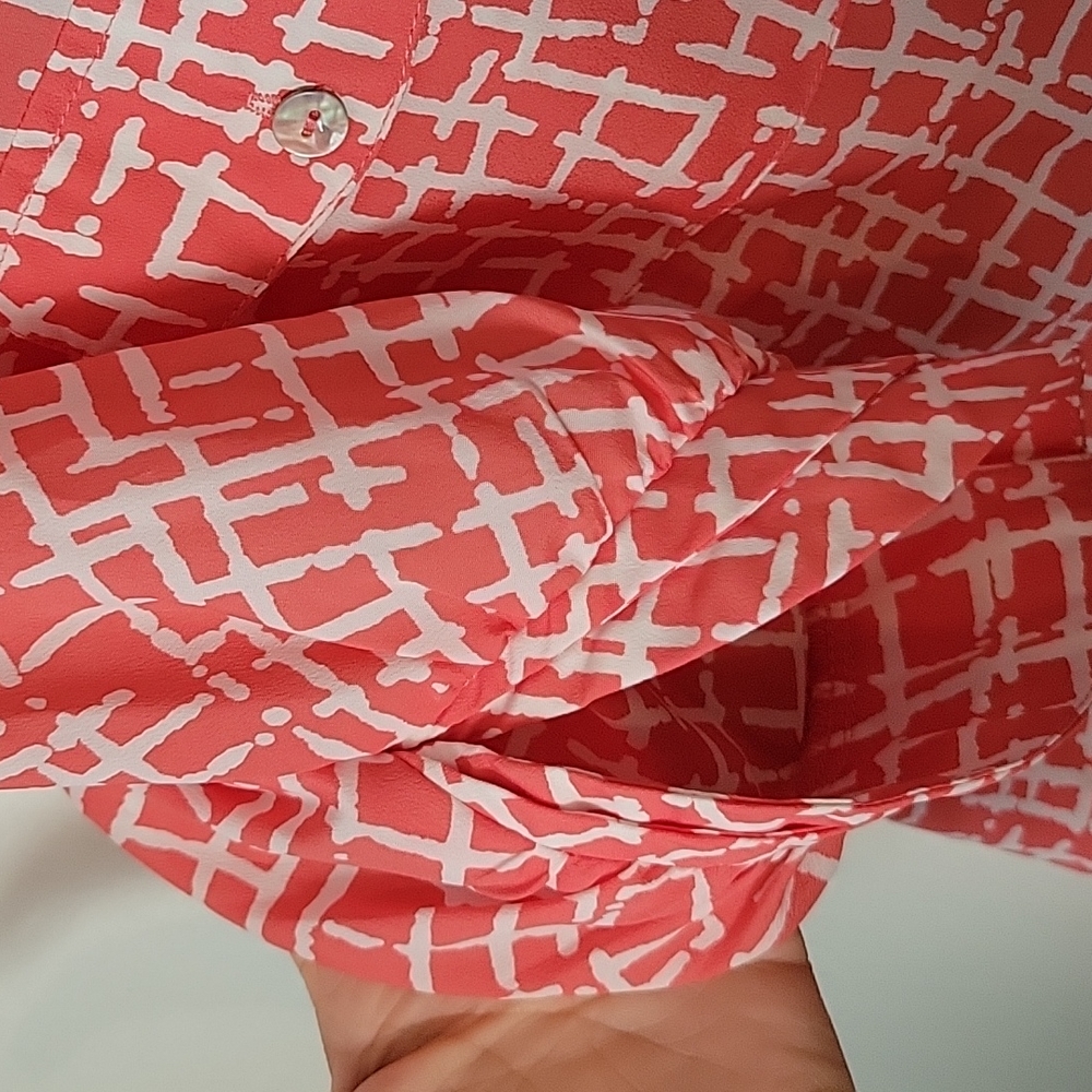 41 Hawthorne Orange Geometric Blouse - Small - Picture 3 of 8